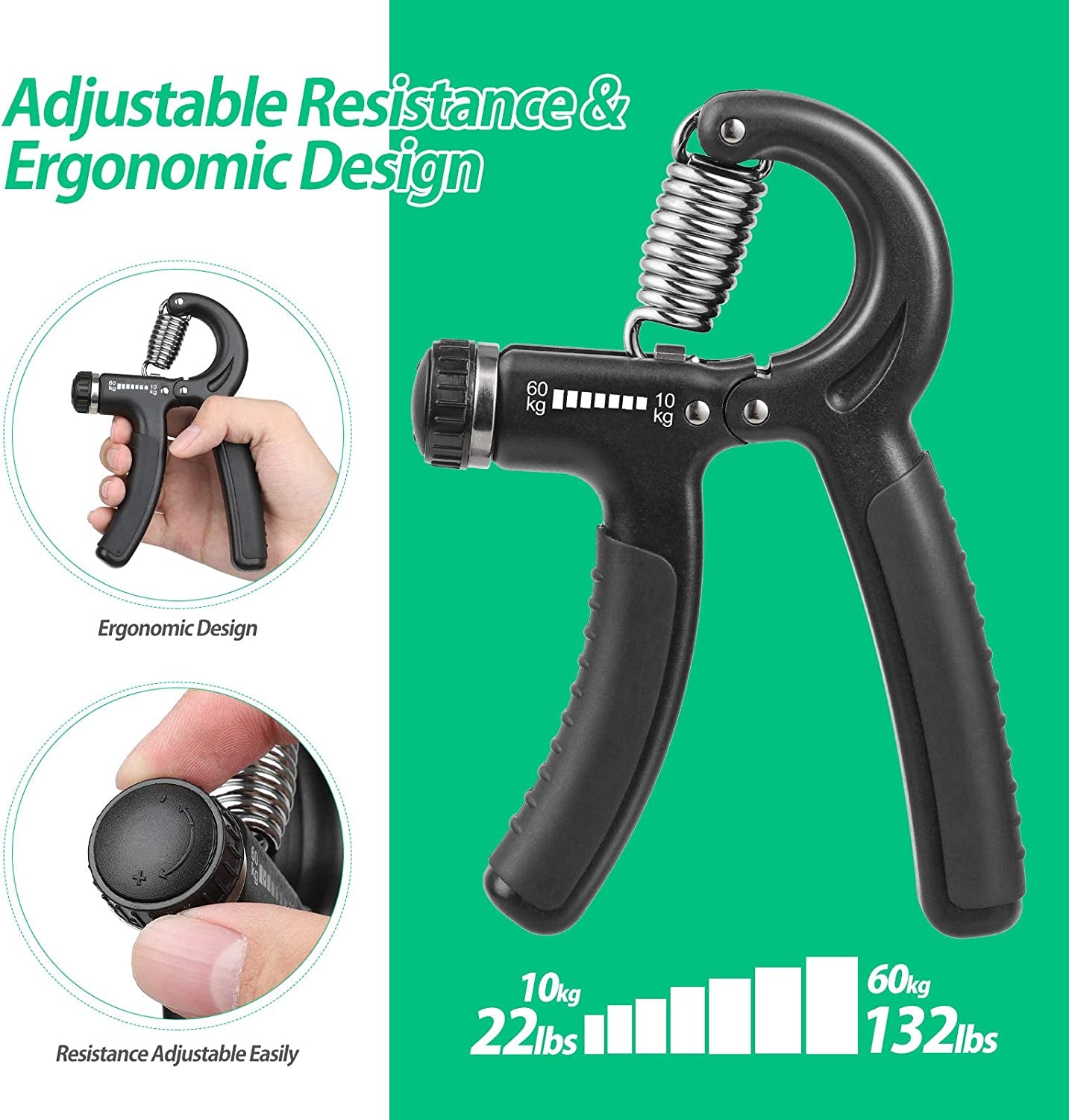 Ultimate Grip Strength Trainer - Adjustable Resistance Hand Grip Strengthener for Musicians and Athletes