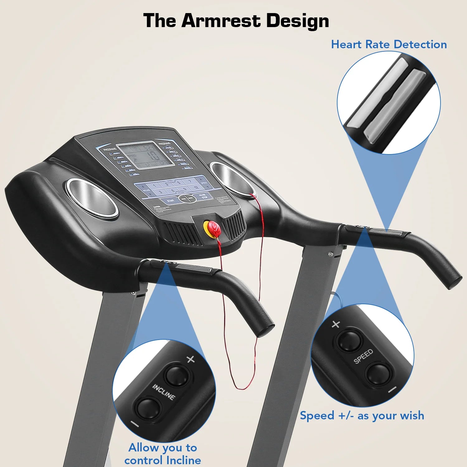 2.5 HP Treadmills for Home with 12 Levels Auto Incline, 8.5 Mph Speed 15 Preset Program, 220Lbs Max Weight