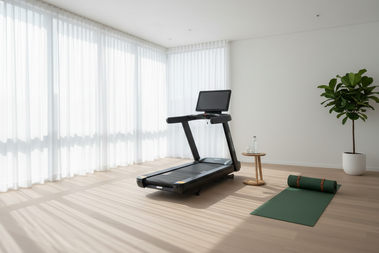 A DanFit product (treadmill, resistance band, mat, etc.)

In a lifestyle setting

With space and breathing room in the frame